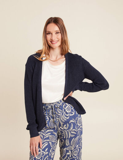 Gilet manches longues bleu marine femme