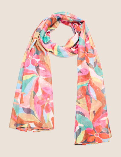 Foulard en voile transparent multicolore femme