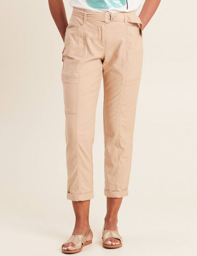 Pantalon ajusté 7/8ème beige femme