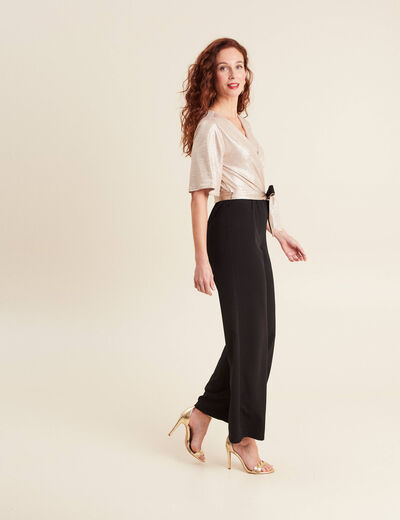 Combinaison pantalon droite couleur or femme