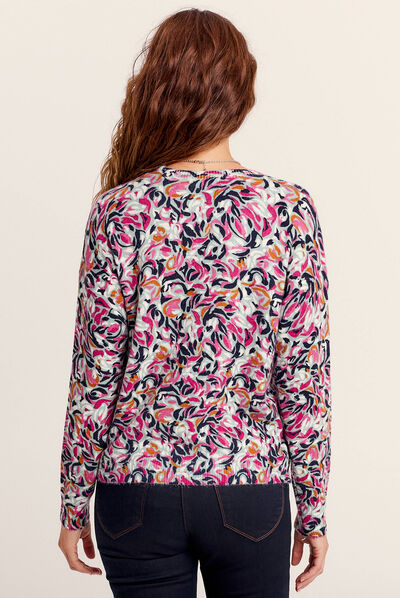 Pull manches longues multicolore femme