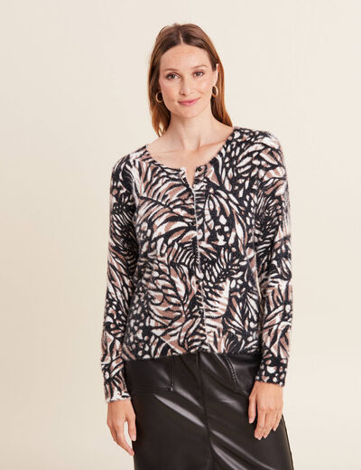Gilet manches longues marron clair femme