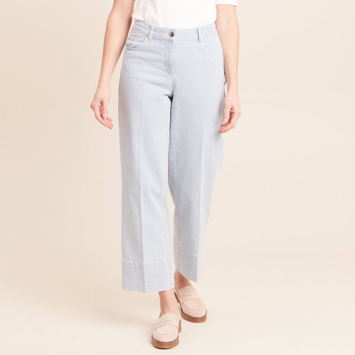 Jean coupe large 7/8&egrave;me bleu femme