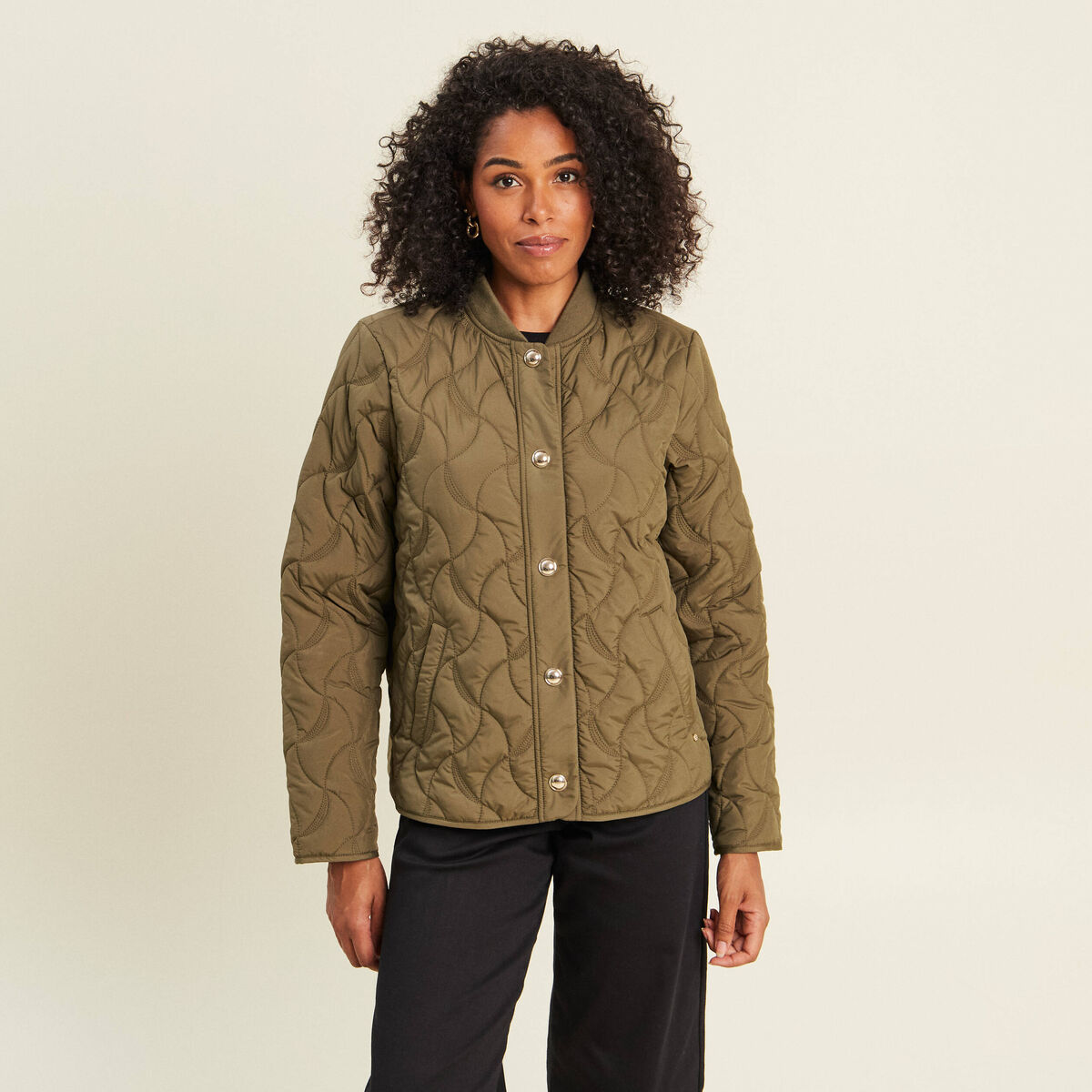 Doudoune doubl&eacute;e vert kaki femme