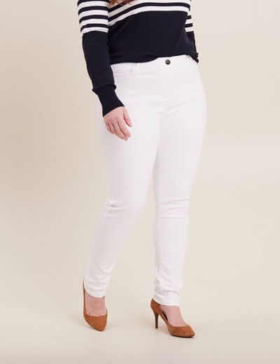 Jean magique ajusté taille standard blanc femme