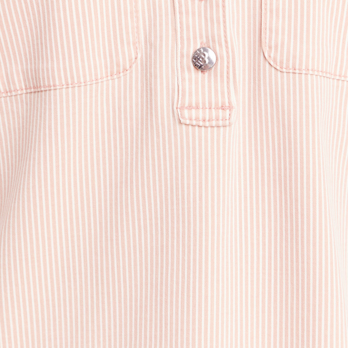 Robe courte droite en jean col chemise rose femme