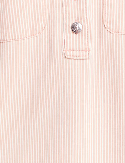 Robe courte droite en jean col chemise rose femme