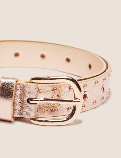 Ceinture métallisée oeillets couleur or femme