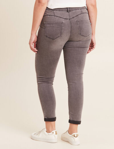Jean ajusté taille standard 7/8ème gris femme