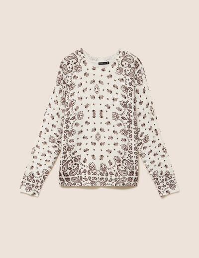 Pull col rond marron femme