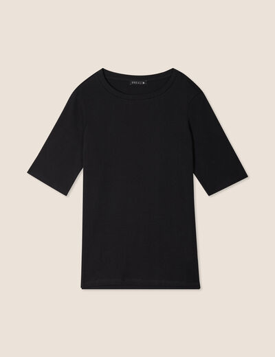 T-shirt manches coude noir femme