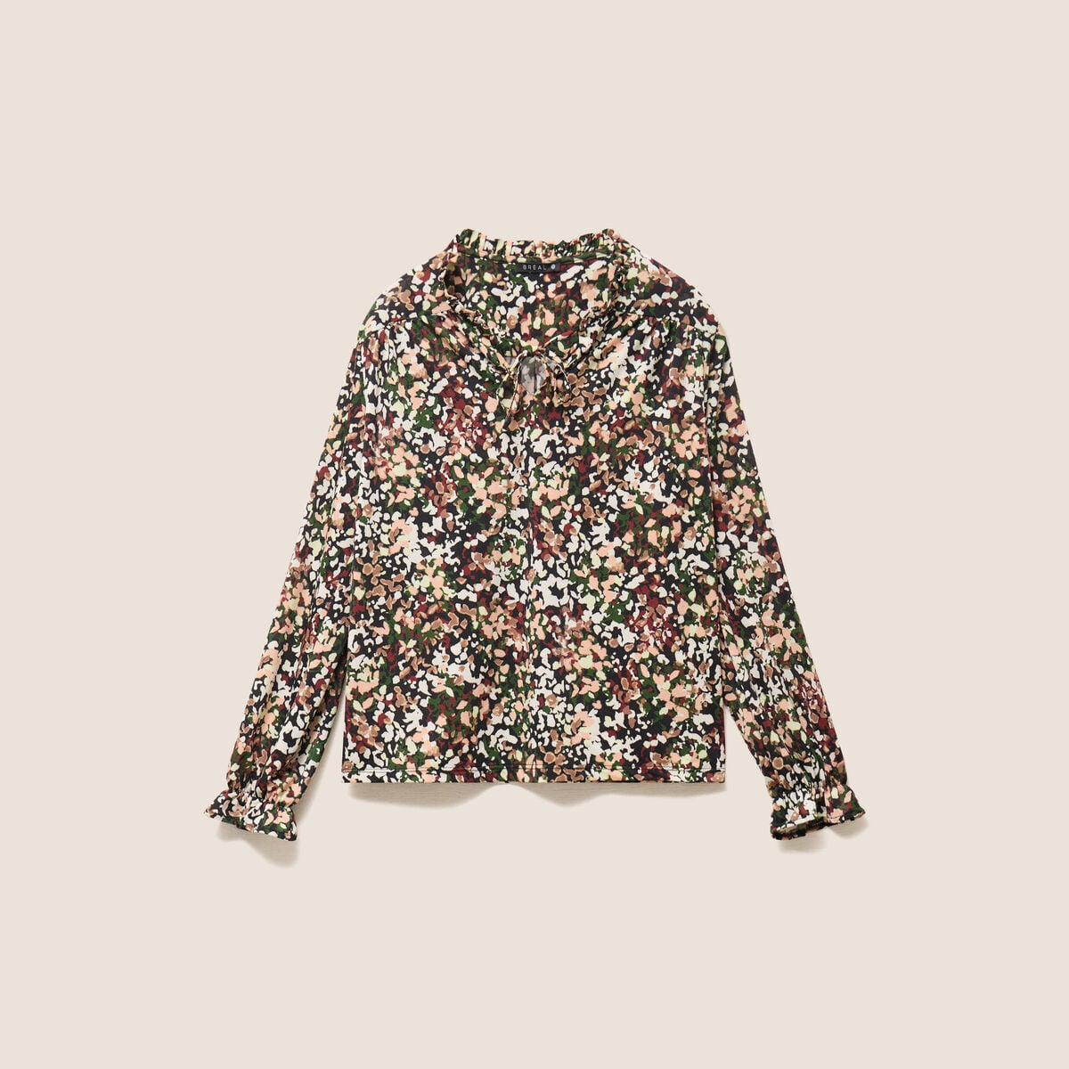 Blouse col v manches longues multicolore femme