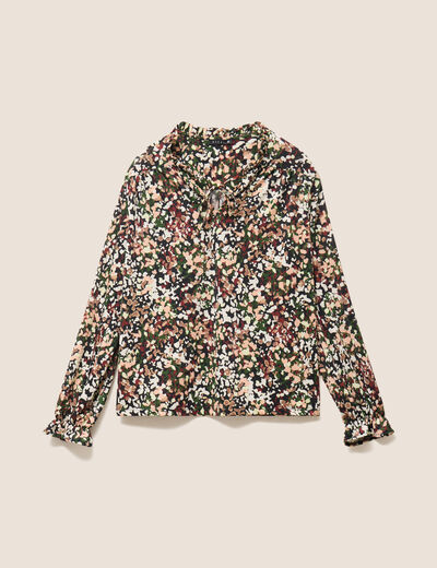 Blouse col v manches longues multicolore femme