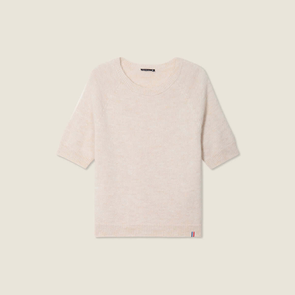 Pull manches courtes beige femme