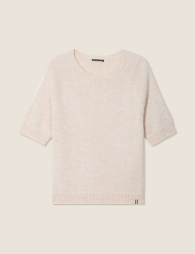 Pull manches courtes beige femme