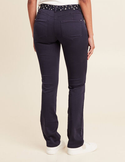 pantalon taille basculée bleu foncé femme