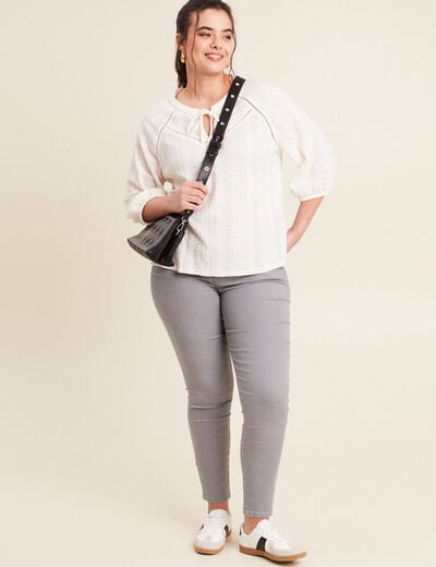 Jeans léger taille standard 7/8ème denim gris femme