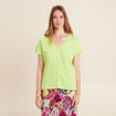 T-shirt tresse manches courtes vert anis femme