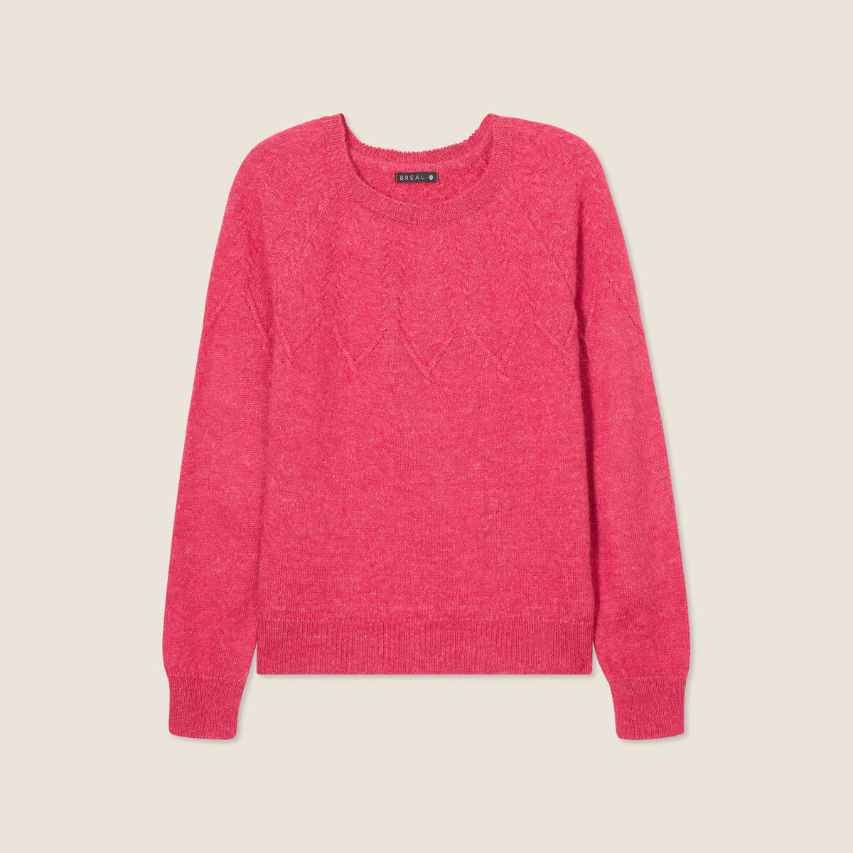 Pull manches longues rose framboise femme
