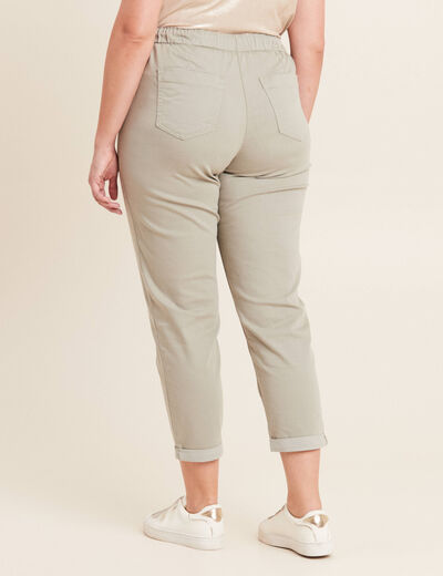Pantalon coupe droite à coulisse vert clair femme