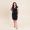 Robe portefeuille d&eacute;tails velours noir femme