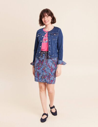 Jupe droite r&eacute;versible bleu femme