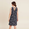 Robe fluide manches courtes bleu foncé femme