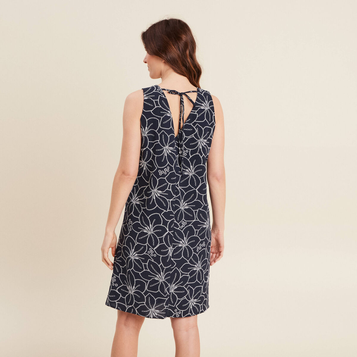 Robe fluide manches courtes bleu foncé femme