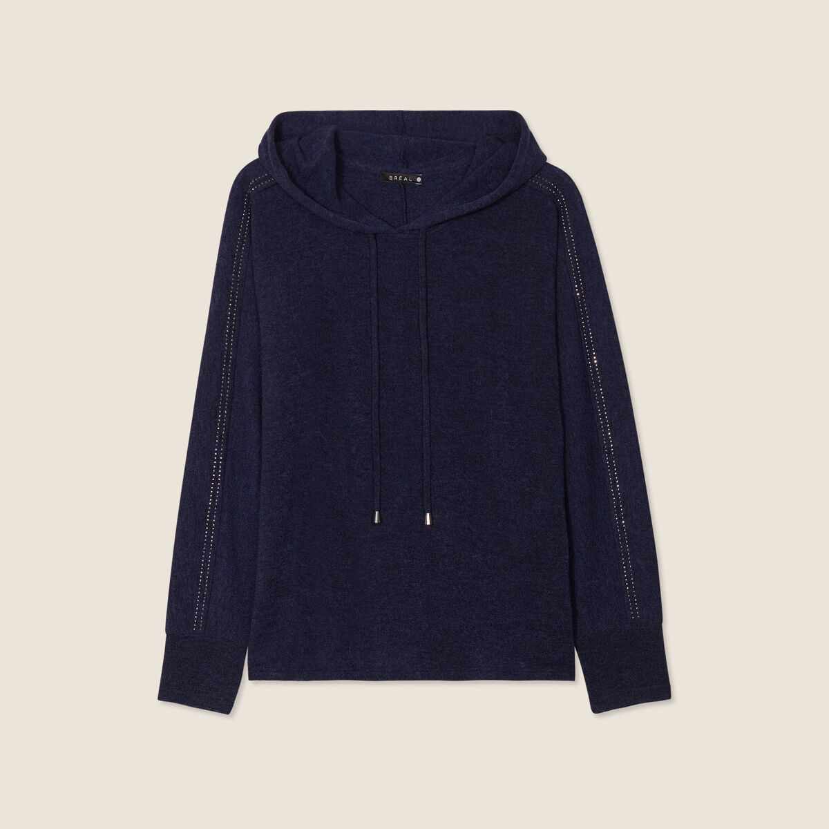 Sweat &agrave; capuche bleu marine femme
