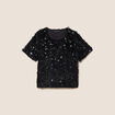 T-shirt &agrave; sequins manches courtes noir femme