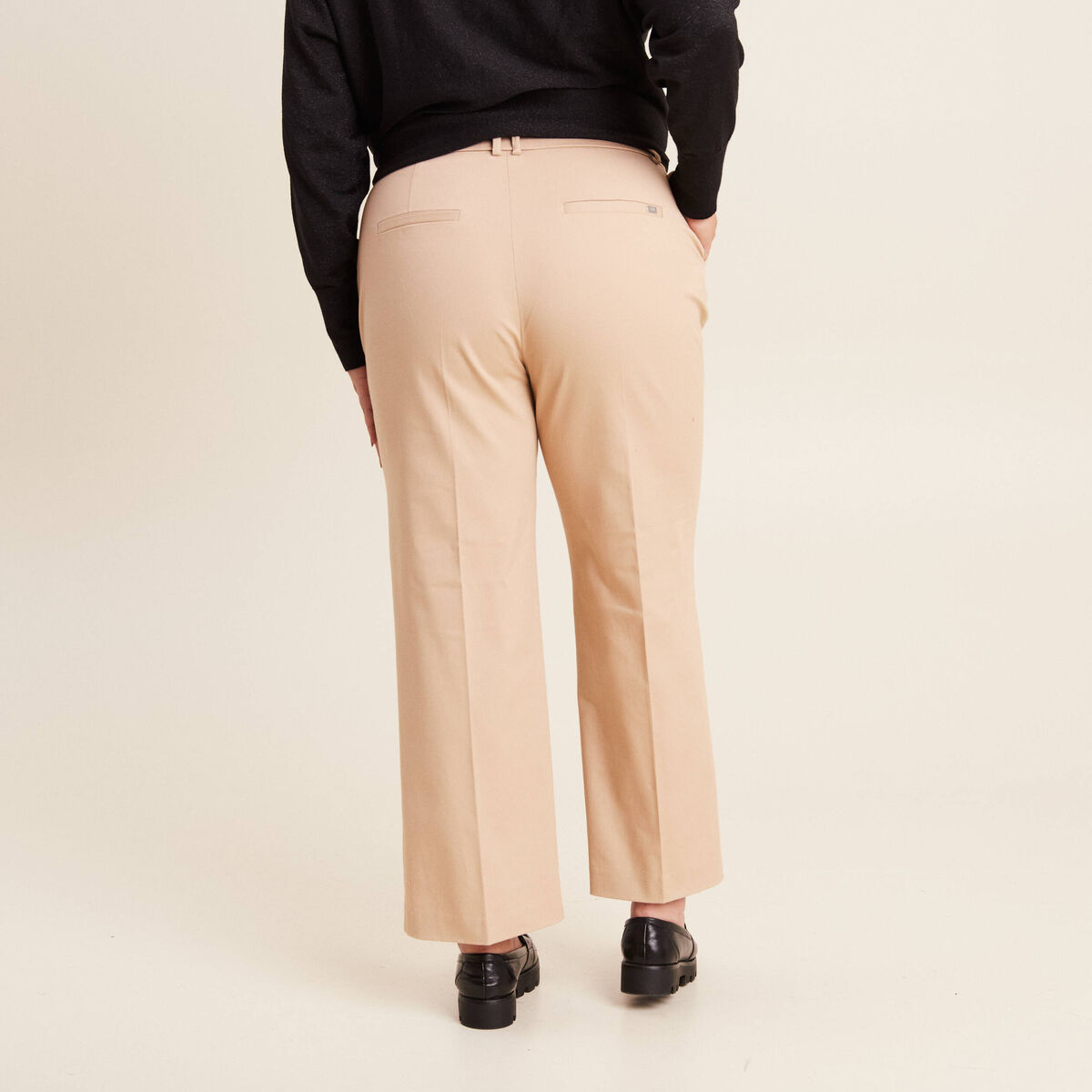 Pantalon flare 7/8&egrave;me beige femme