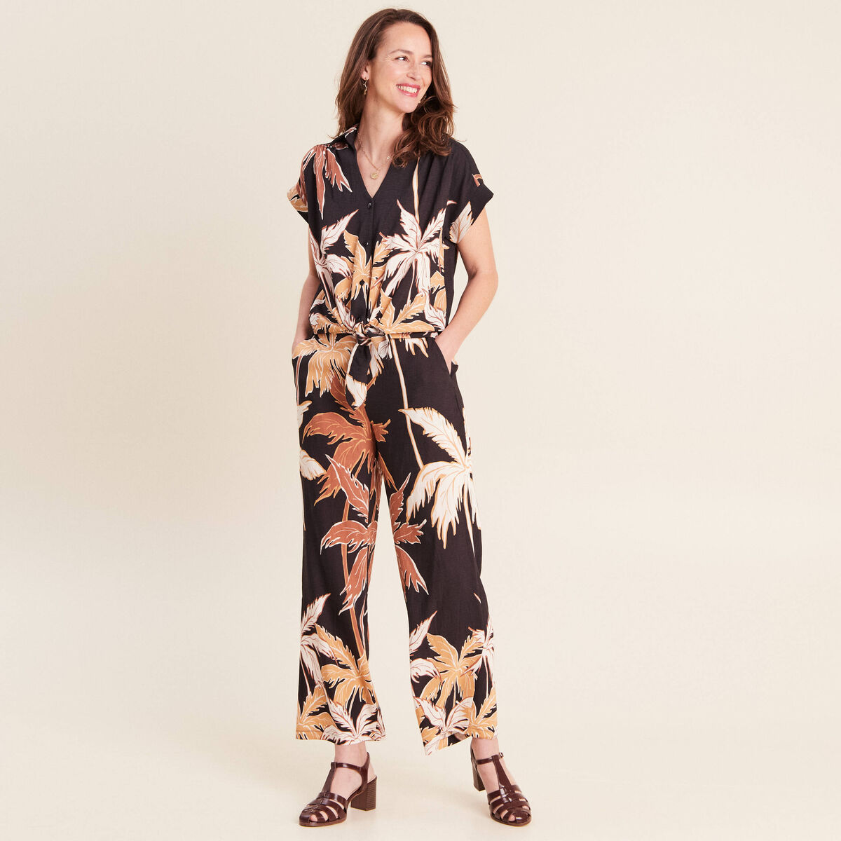 Chemise fluide manches courtes noir femme