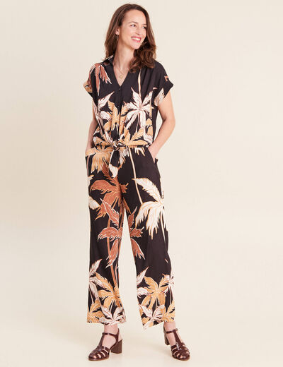 Chemise fluide manches courtes noir femme