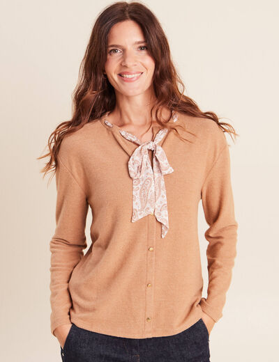 Cardigan manches longues beige femme