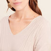 Pull col v manches longues brillant couleur or femme