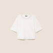 T-shirt coupe droite manches coudes ecru femme