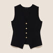 Gilet droit mi-long sans manches noir femme