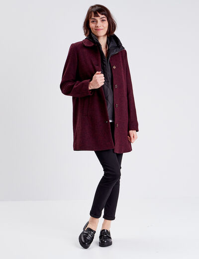 Manteau évasé boutonné noir femme