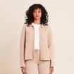 Gilet r&eacute;versible manches longues beige femme