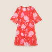 Robe courte &eacute;vas&eacute;e col v manches coudes rouge femme