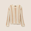 Pull col rond manches longues marron femme