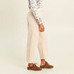 Pantalon barrel 7/8&egrave;me en velours sable femme