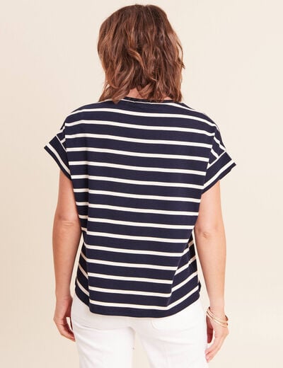 T-shirt droit col rond manches courtes noir femme