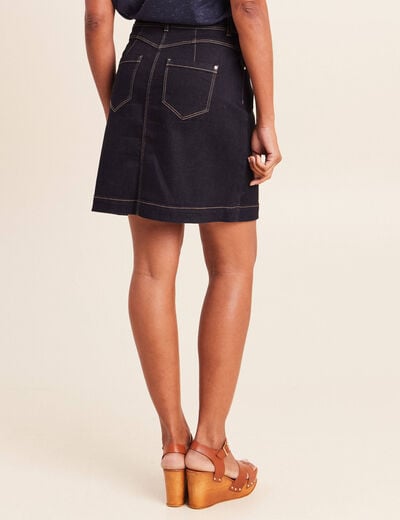 Jupe courte trap&egrave;ze en jean denim brut femme