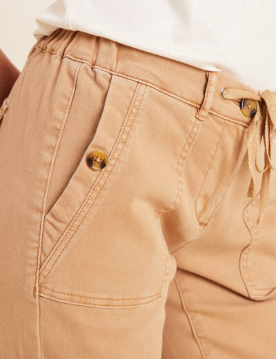Jean ajusté 7/8ème marron clair femme