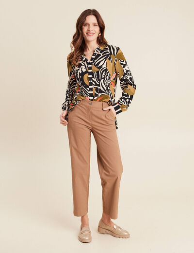 Pantalon large 7/8ème marron femme