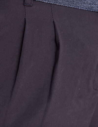 Pantalon large ceinturé bleu foncé femme