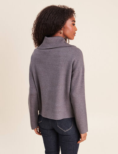 Cardigan col camionneur gris fonc&eacute; femme
