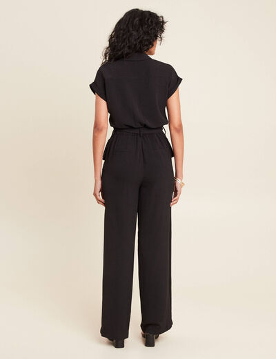 Combinaison pantalon ceinturée noir femme