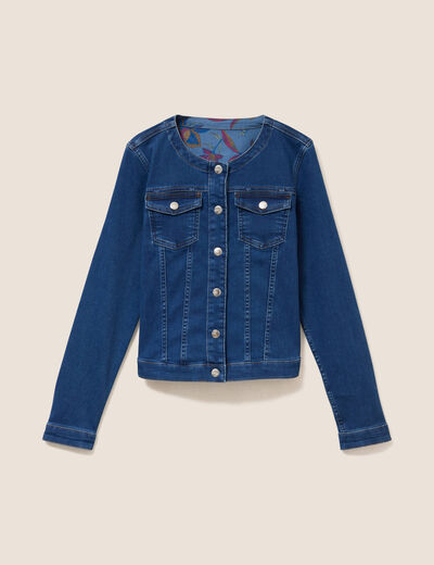 Veste r&eacute;versible cintr&eacute;e en jean bleu femme